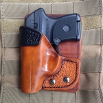 Brown with black thumb push off in cowhide for Ruger LCP
